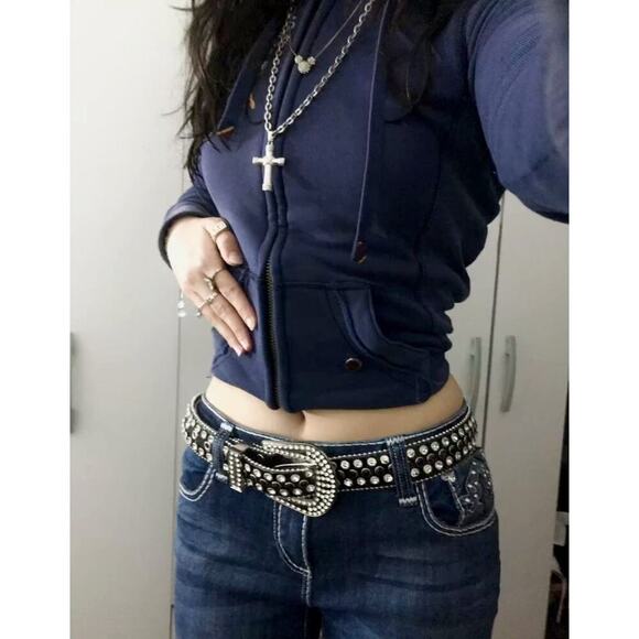 Vintage Y2K Black Rhinestone Bling Western Belt | BB Simmons Glam Rodeo Cowgirl - Picture 16 of 16